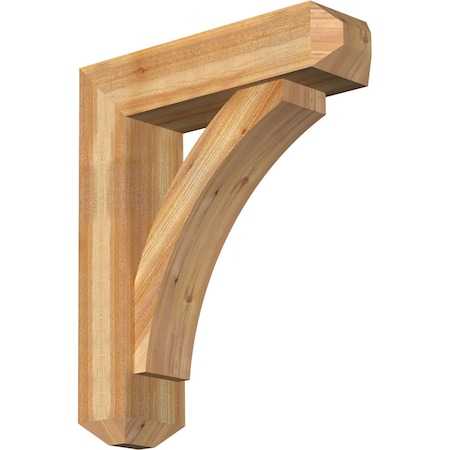 Ekena Millwork Thorton Craftsman Rough Sawn Bracket w/ Offset Brace, Western Red Cedar, 8"W x 30"D x 36"H BKT0806X30X36THR04RWR